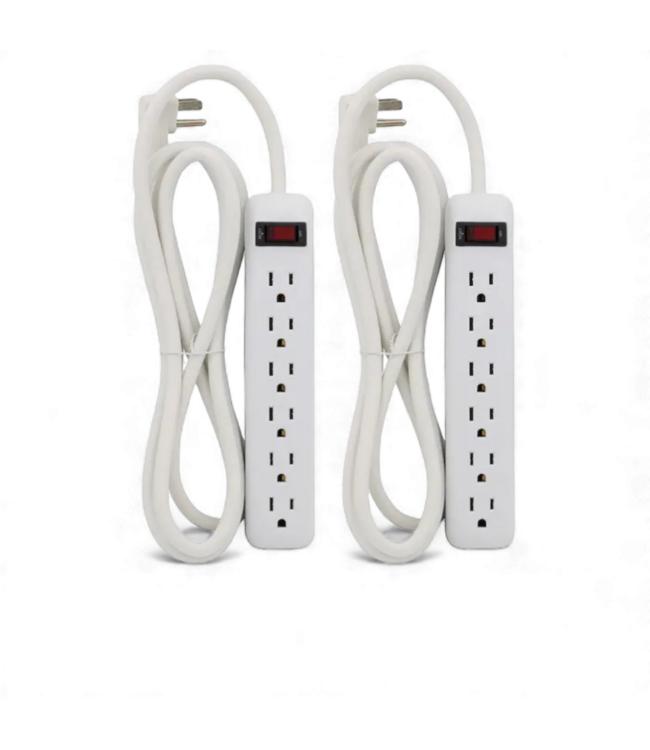 49504 White Power Strip 6-Outlet 2-pack