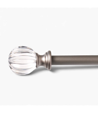 49519 Pewter Curtain Rod with Glass Ball Finials
