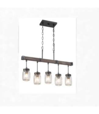 49525 Amthyis Farmhouse Mason Jar 5 Light Island Light