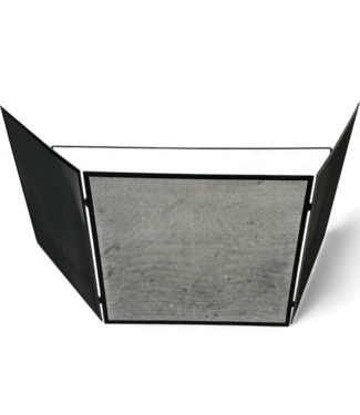 49542 Black Steel 3-Panel Flat Fireplace Screen