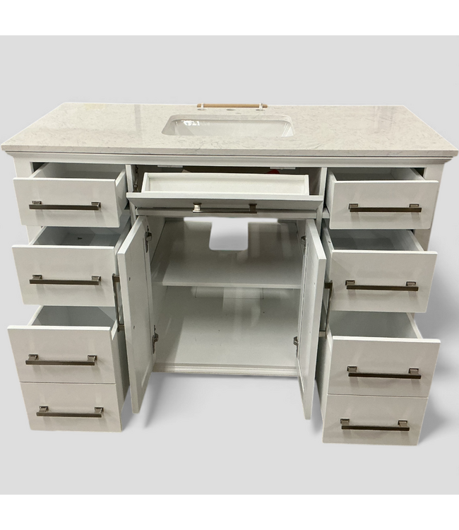 49574 Brookview 48"White Bathroom Vanity With Carrara Top