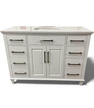 49574 Brookview 48"White Bathroom Vanity With Carrara Top