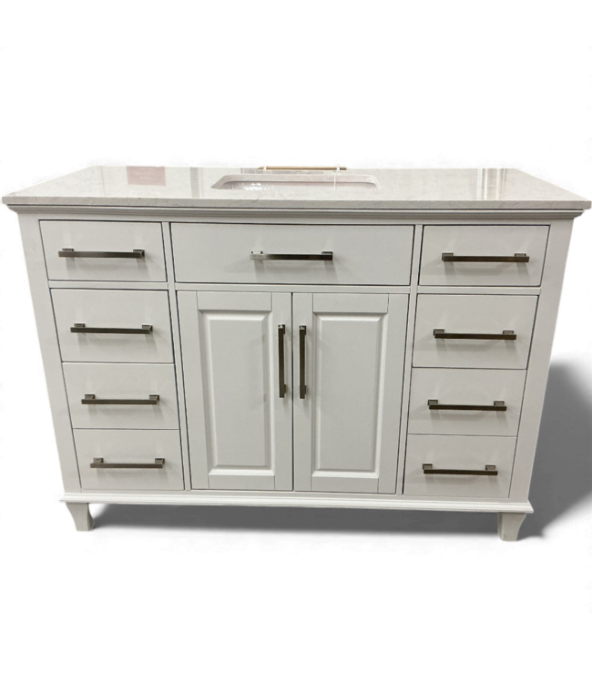 49574 Brookview 48"White Bathroom Vanity With Carrara Top