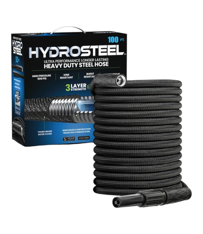 44222 Hydrosteel 100' Rubber And Vinyl Black Coiled Hose