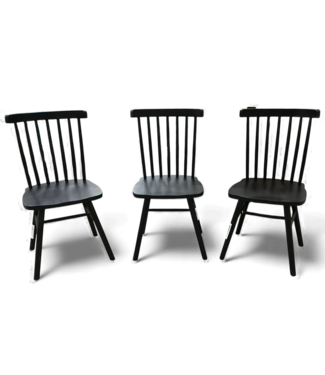 49580 Ingrid Dining Side Chair Wood Frame Black Set Of 3
