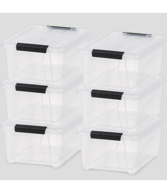 49585 6-Pack Small 3.4 Gal Stackable Tote w/ Lid