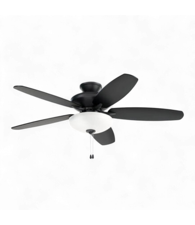 49597 52 Inch Satin Black Ceiling Fan and Light