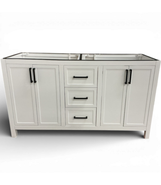 49679 Lenoir White Double Bathroom Vanity Base 60"W