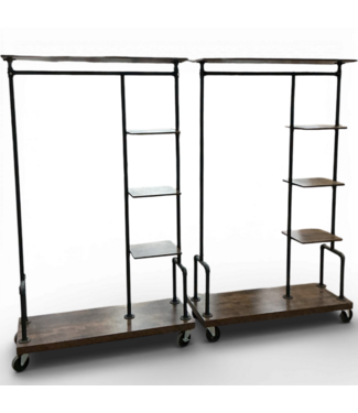 49687 Industrial Style Rolling Shelves Set of 2