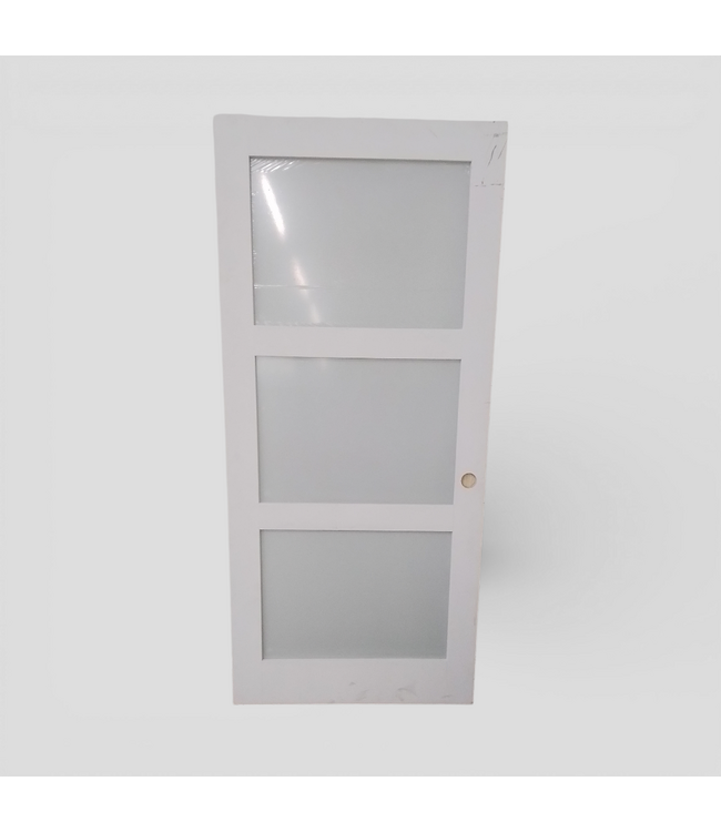 49757 White Interior 3-Glass Panel Slab Door 35.5"W