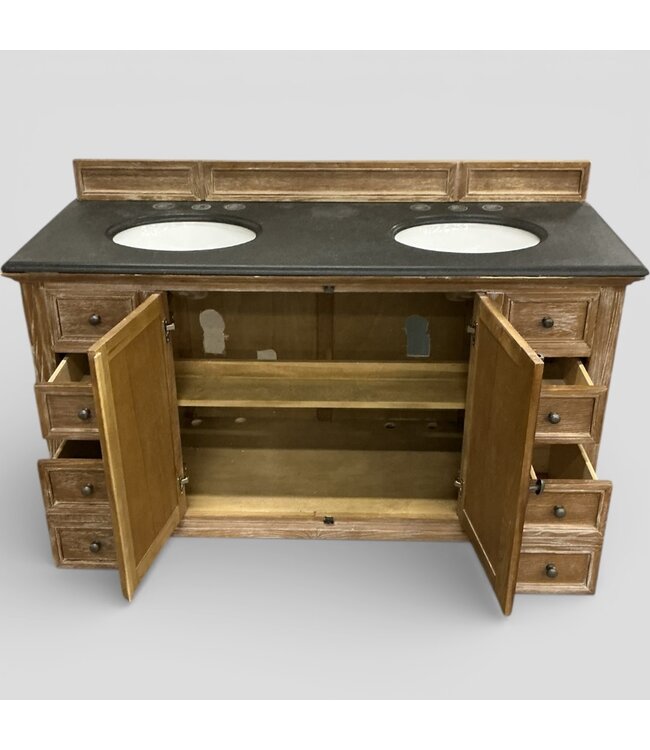 49822 Driftwood Double Bathroom Vanity w/Sink Top 60"