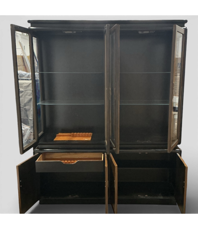 49865 Chinoiserie Burl Wood China Cabinet