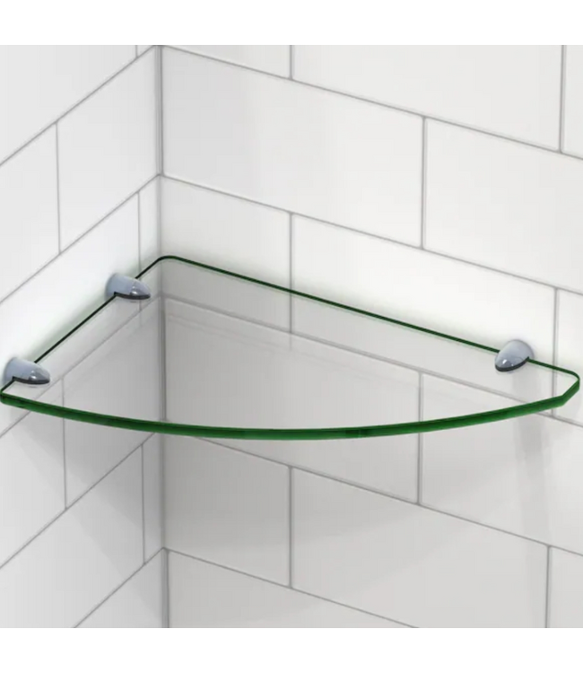 49886 12-in x 8-in Corner Glass Shelf in Brushed Nickel