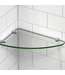 49886 12-in x 8-in Corner Glass Shelf in Brushed Nickel