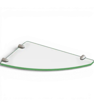 49886 12-in x 8-in Corner Glass Shelf in Brushed Nickel