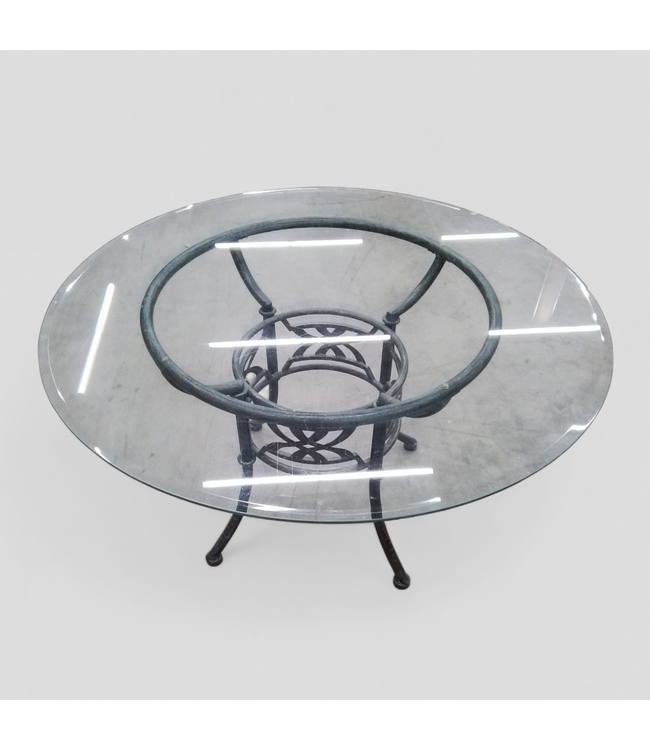 49890 Elegant 5-Piece Metal Dining Set with Glass Top