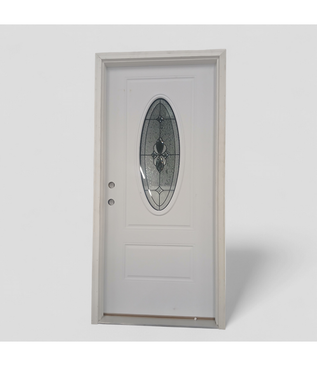 49914 Prehung Steel Oval Lite Front Door 36"W x 80"H