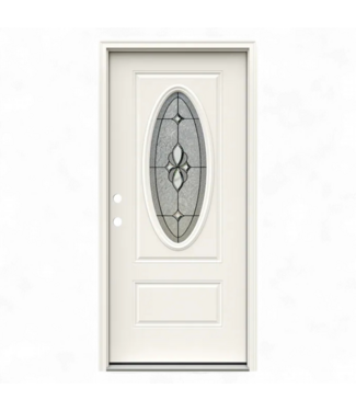 49914 Prehung Steel Oval Lite Front Door 36"W x 80"H