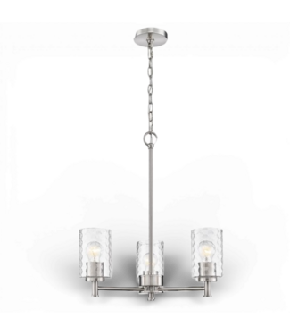 49952 3-Light Brushed Nickel Textured Glass Chandelier