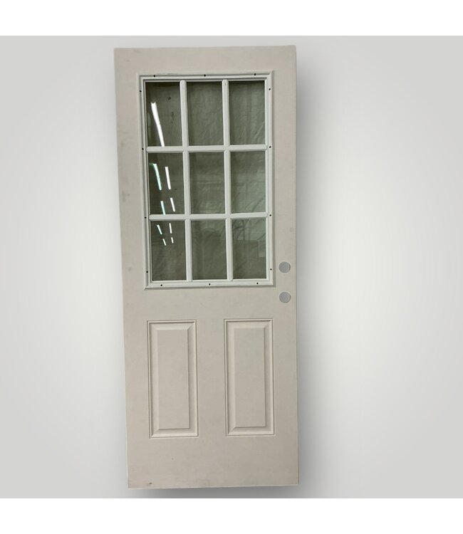 49957 Off White 1/2 Lite 9-Grid Exterior Door 32" x 80"