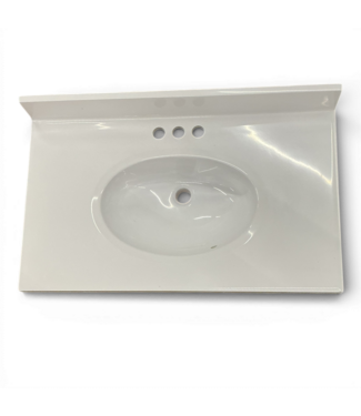50108 White Cultured Marble Sink Top 31" x 19"