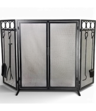 50112 Black 3-Panel Flat Twin Fireplace Screen 52"