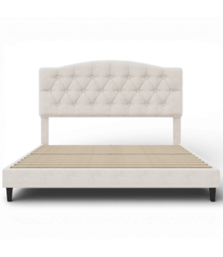50147 Queen Beige Bed Frame With Headboard