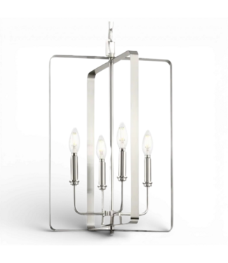 50166 4-Light Brushed Nickel Cage Steel Chandelier