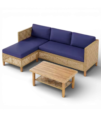50338 Navy Outdoor Wicker Patio Set of 3-pcs