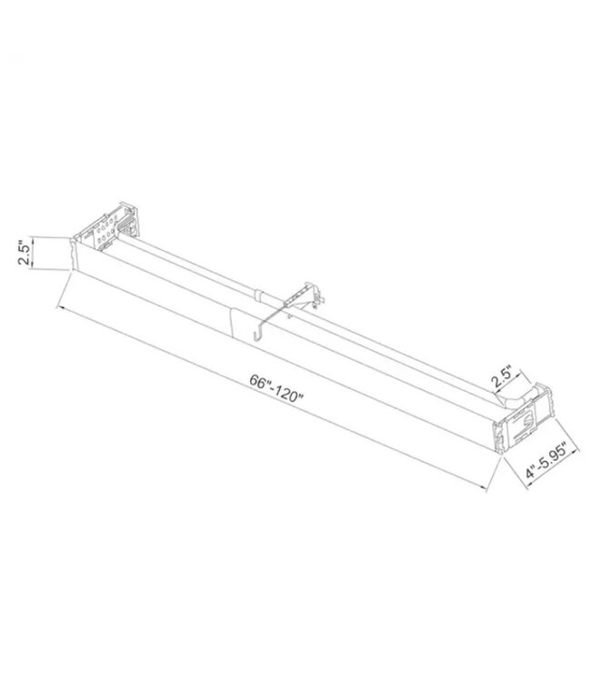 50378 White Steel Wide Pocket Curtain Rod 66"-120"