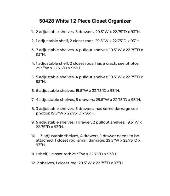 50428 White 12 Piece Closet Shelving System