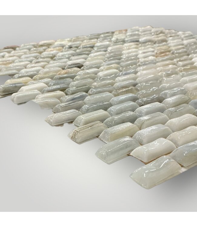 50461 Bari Pearl Mini Mosaic Line Glass Tiles 6-Boxes