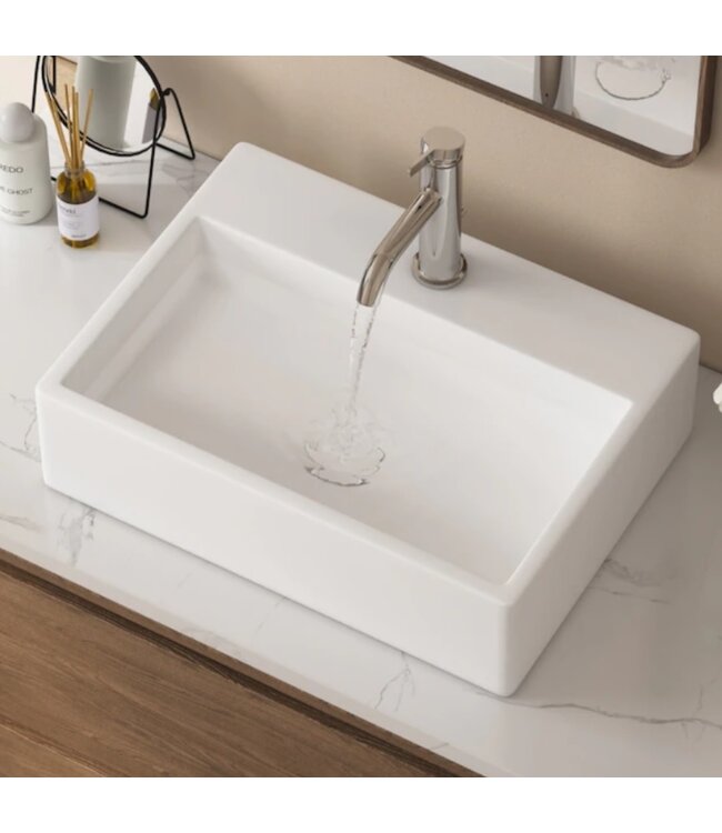 50470 White Rectangle Wall Mount Sink 14.2"