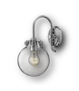 50691 1‑Light Chrome and Glass Globe Wall Sconce