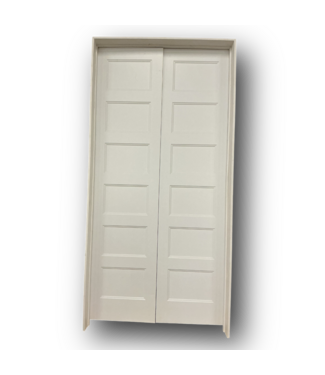 50760 Primed 6 Panel Double Prehung Interior Door 96"H