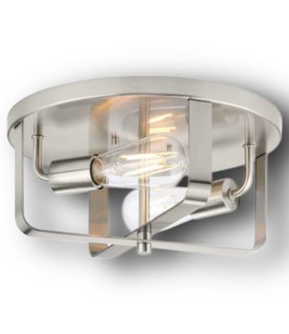 50871 McCoil 2-Light Brushed Nickel Flush Mount Light
