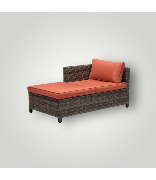 50887 Orange & Brown Wicker 3-pc Patio Sectional