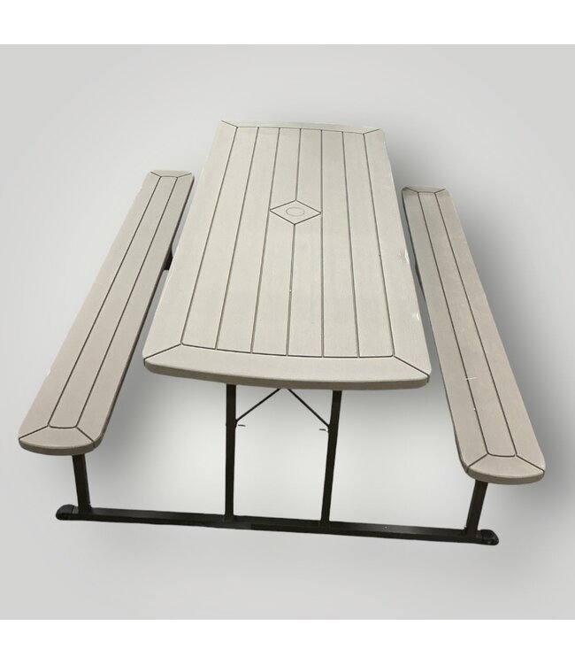 50913 Brown Resin Rectangle Folding Picnic Table 72"