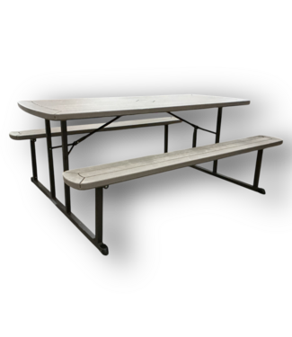 50913 Brown Resin Rectangle Folding Picnic Table 72"