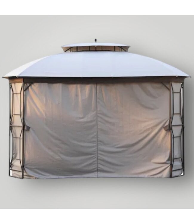 50965 Dark Brown Frame & Taupe Gazebo W/Soft Top Roof