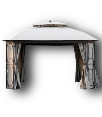 50965 Dark Brown Frame & Taupe Gazebo W/Soft Top Roof