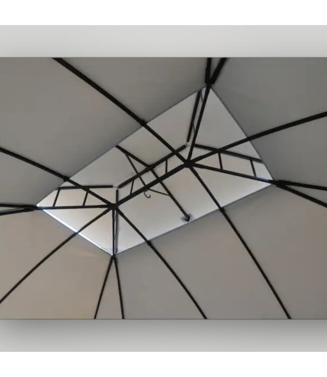 50965 Dark Brown Frame & Taupe Gazebo W/Soft Top Roof