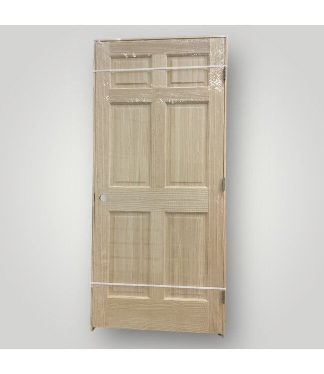 50981 6-Panel Unfinished Pine Prehung Interior Door 36" x 80"