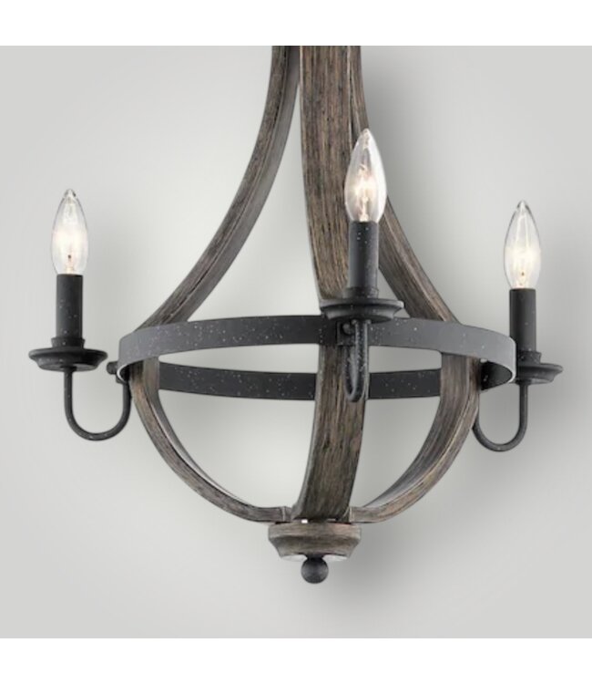 50987 Distressed Black 3-Light Chandelier