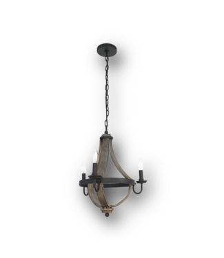 50987 Distressed Black 3-Light Chandelier
