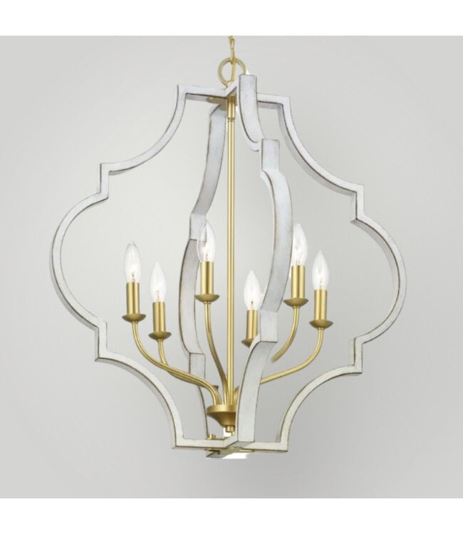 50991 Gold & White 6-Light Hanging Pendant Light