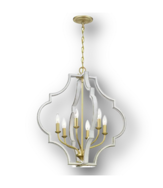 50991 Gold & White 6-Light Hanging Pendant Light