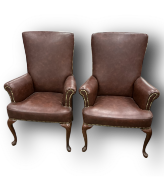 51004 Burnt Umber Wingback Arm Chairs Set of 2