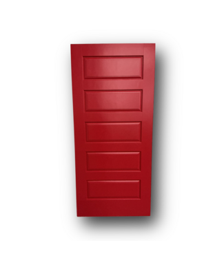 51016 35.75" x 79.25" Barn Red 5-Panel Slab Door