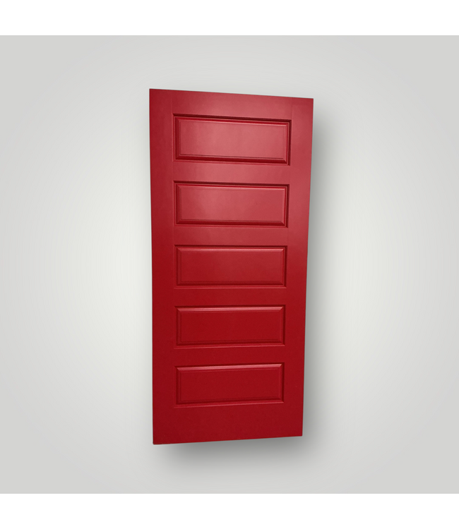 51016 35.75" x 79.25" Barn Red 5-Panel Slab Door